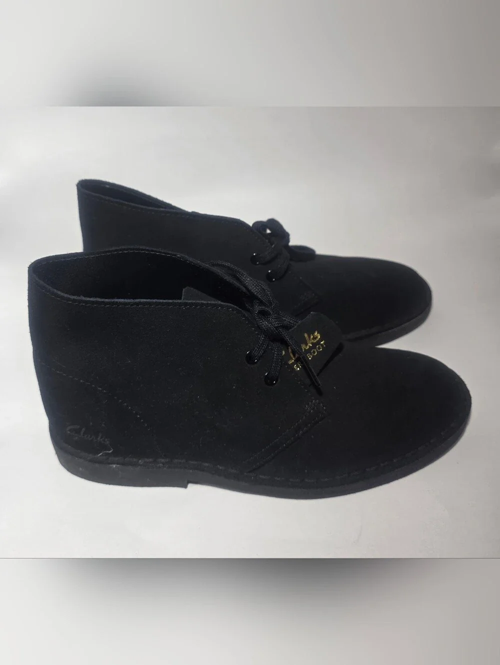 Clarks Desert Boot Black Suede Chukka Lace Up Women’s Size 8.5